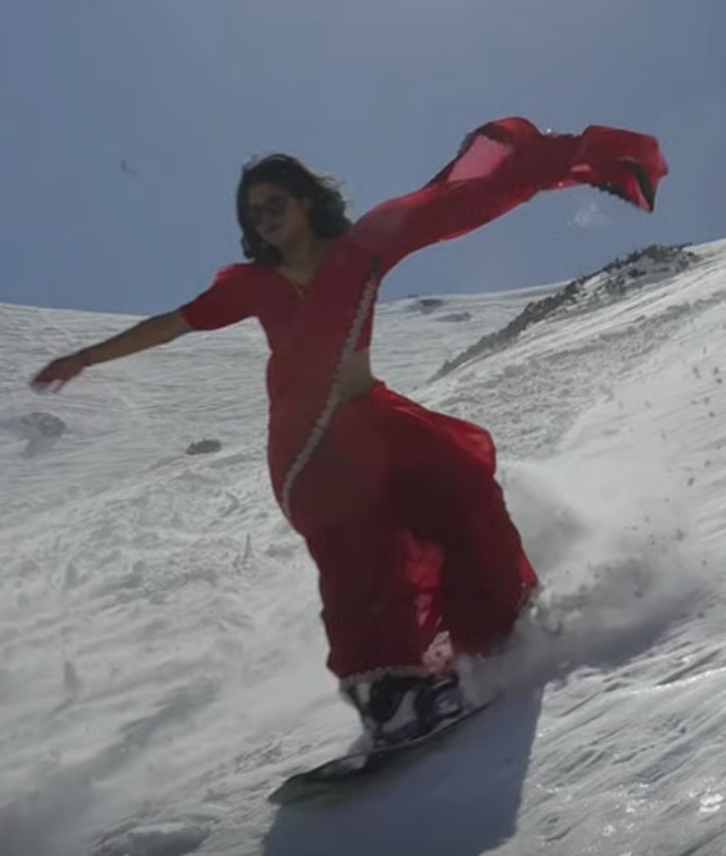 Saree-Clad snowboarder Urmila Pable goes viral in Gulmarg