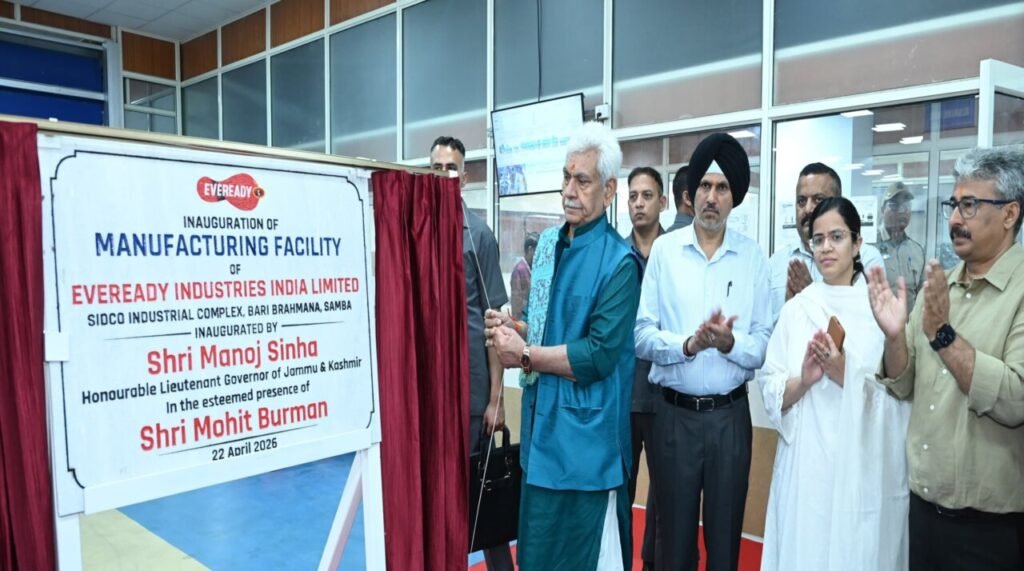 LG Manoj Sinha inaugurates eveready plant in Samba, highlights industrial growth in J&K