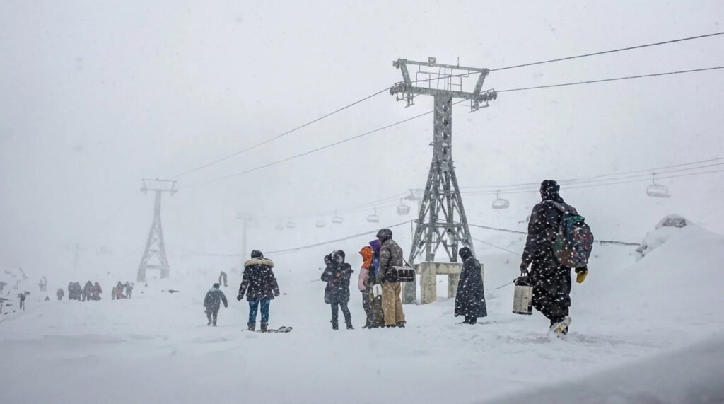 Gulmarg receives fresh snowfall; heavy snow blankets Apharwat, Kongdoori