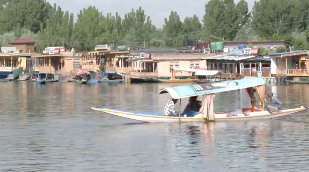 Tourists enjoy pleasant morning weather at Dal Lake in Srinagar