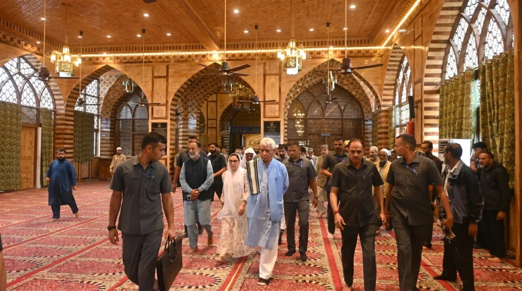 LG Manoj Sinha reviews Eid-ul-Adha preparations at Hazratbal Shrine in Srinagar