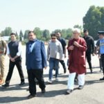 LG Manoj Sinha welcomes Union Minister Nitin Gadkari on arrival in Srinagar