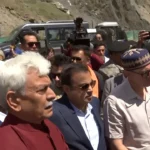 Union Minister Nitin Gadkari , LG Manoj Sinha and CM Omar Abdullah attend Zojila Tunnel breakthrough ceremony