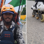Uttar Pradesh youth reaches Qazigund after skating across 14 states for Amarnath Yatra