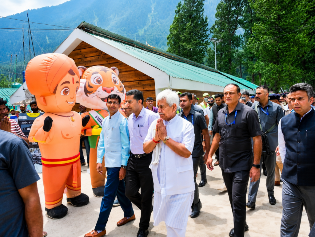 LG Manoj Sinha reviews Shri Amarnath Ji Yatra facilities at Nunwan base camp