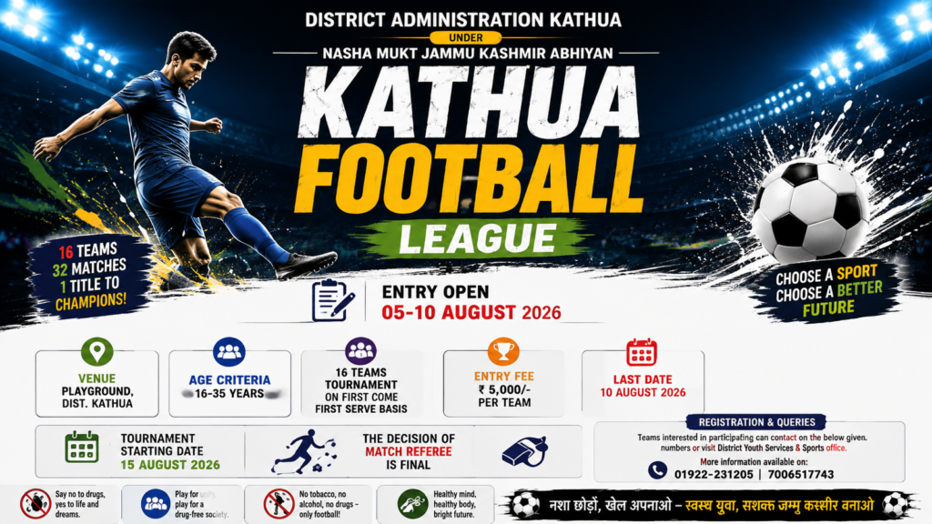 Kathua Football League 2026 registration begins