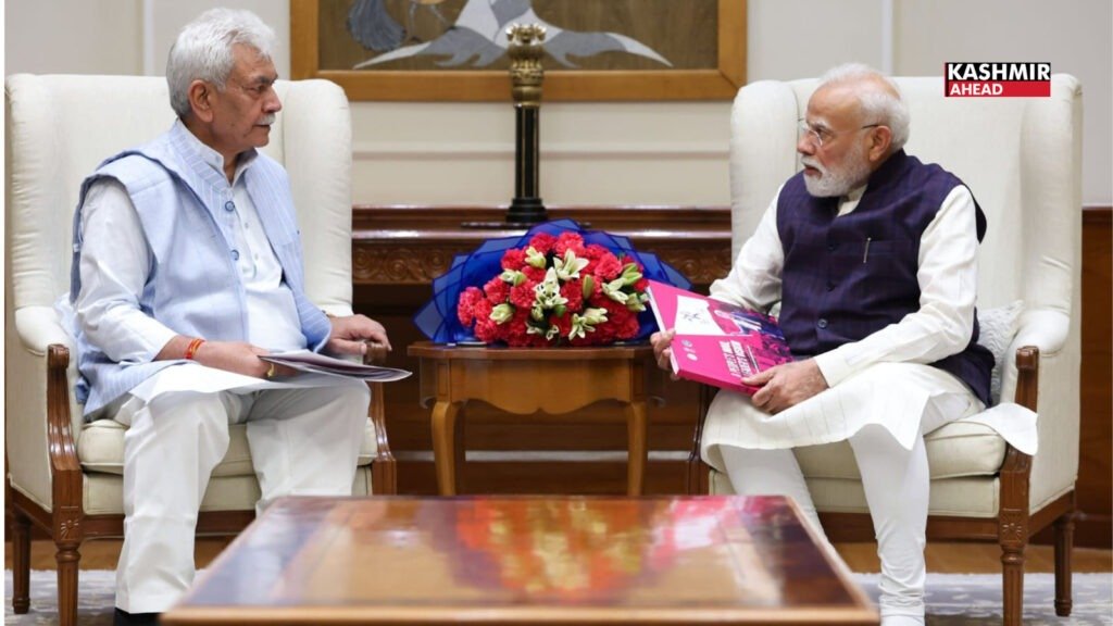 Manoj Sinha meets PM Modi, presents Coffee Table book on Jammu & Kashmir