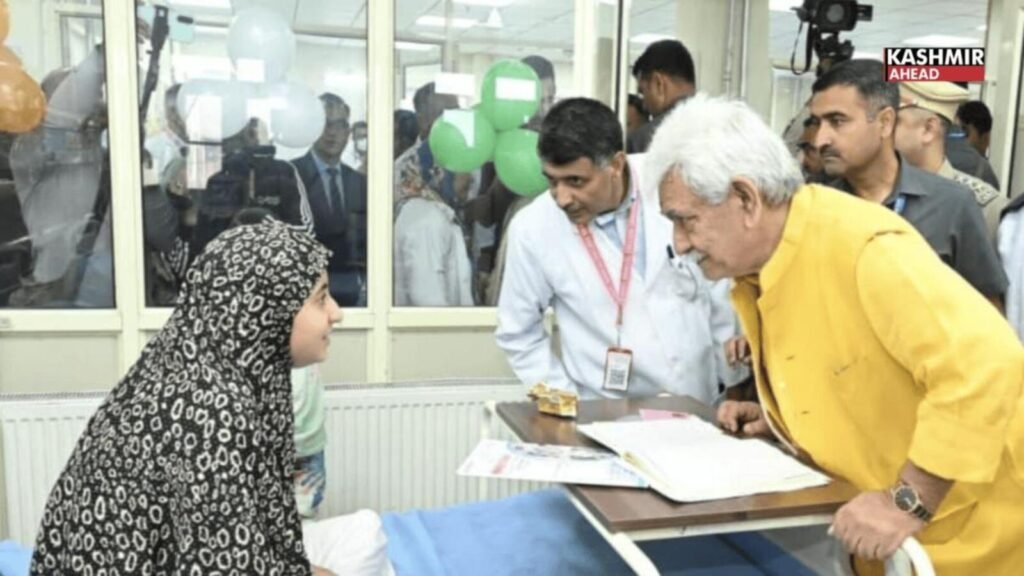 LG Manoj Sinha visits Palaash, Pareesha Child Care Homes in Srinagar on PM Modi’s birthday